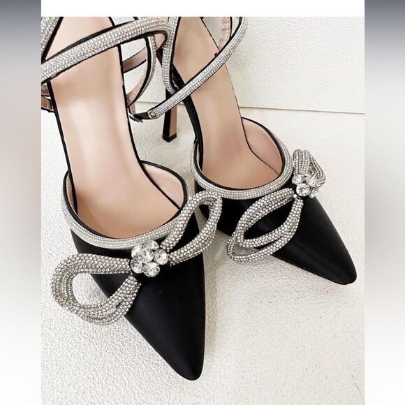 Frankie Hsu Stiletto High Heeled Pumps Sandals, Crystal Rhinestone - Picture 3 of 8